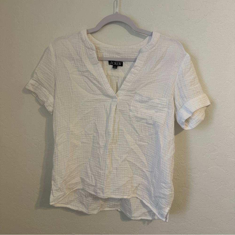 J. Crew V-neck Double-Gauze Popover
